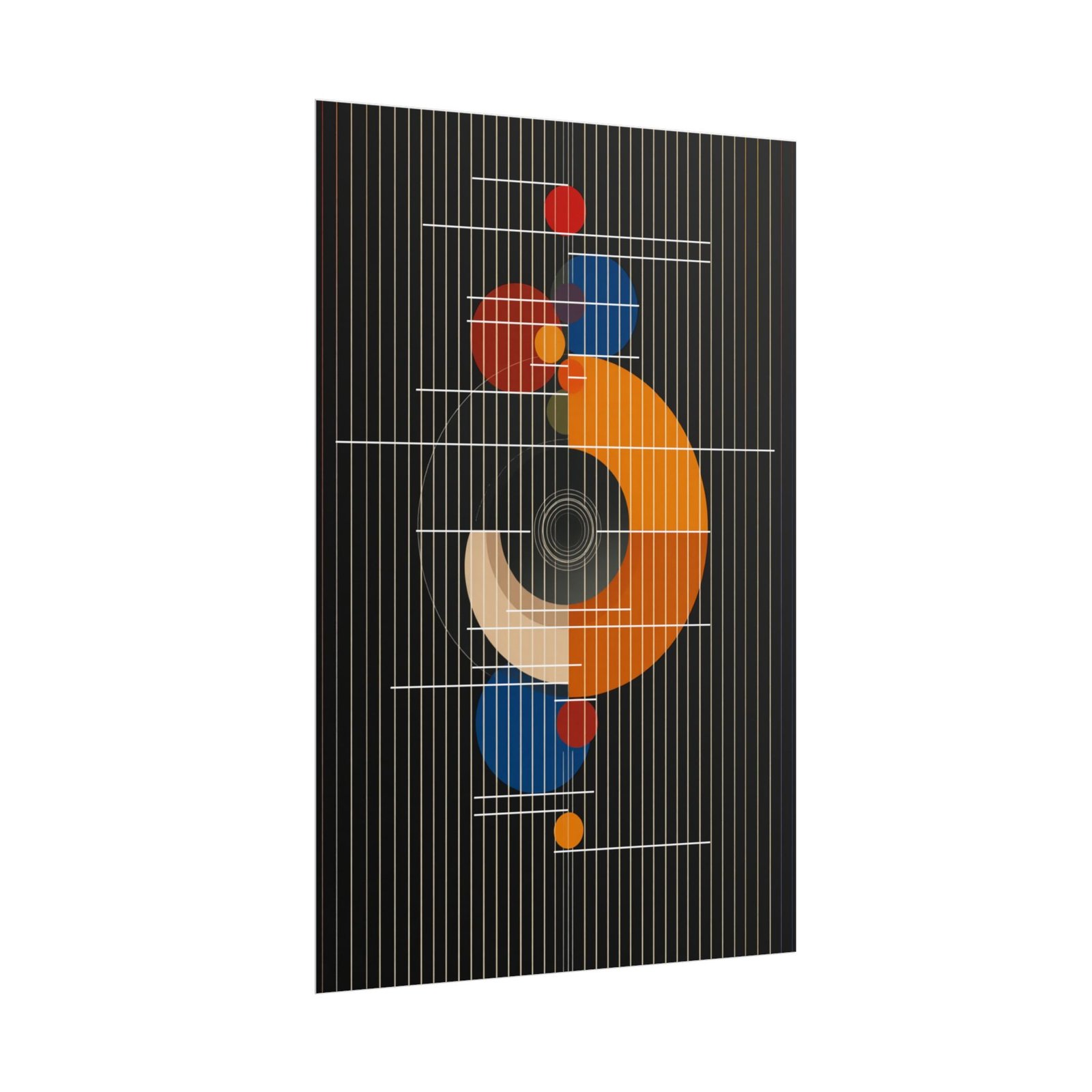 Geometric Abstract Shapes on Black Rolled Poster - Image 2