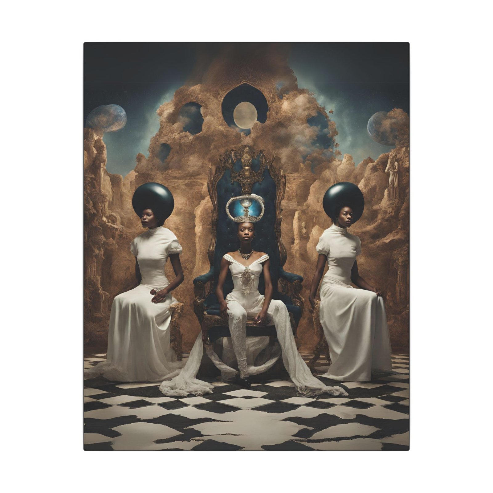 Black Celestial Queens Throne Canvas 16x20"