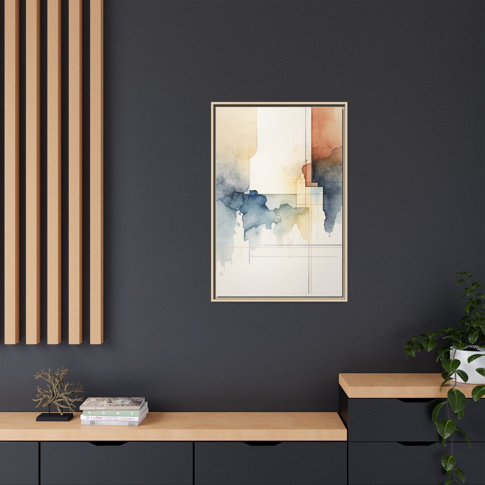 Abstract Watercolor Geometric Matte Canvas FRAMED 24x36" - Image 4