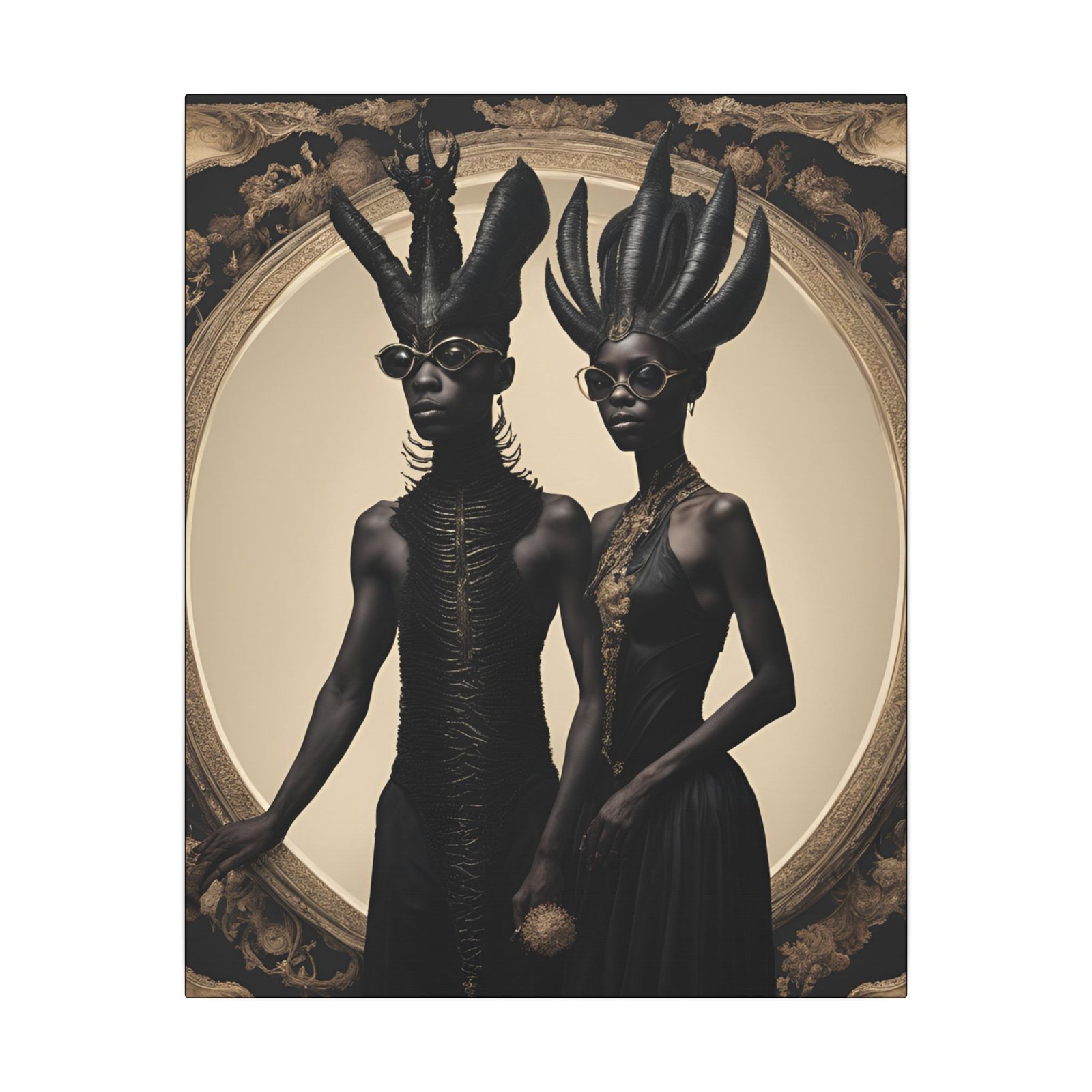Black Celestial Royalty Portrait Canvas 16x20"