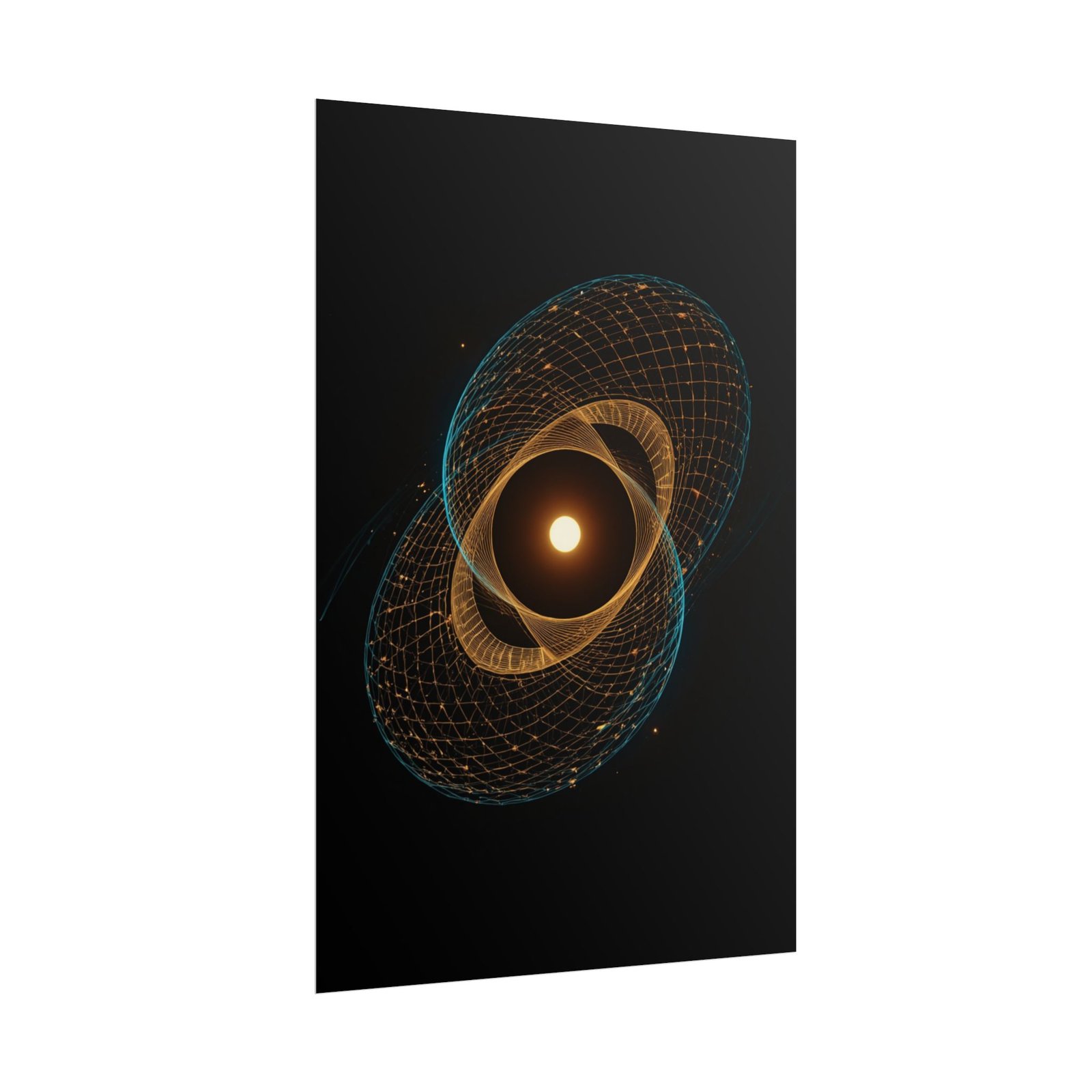 Geometric Abstract Blue Spirograph Rolled Poster - Image 2