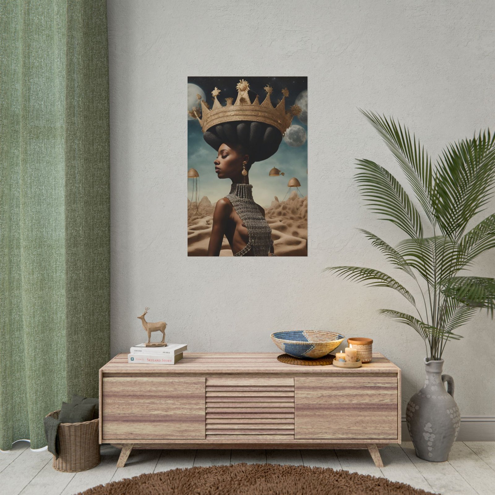 Surreal Black Celestial Queen Portrait Rolled Poster - Image 3