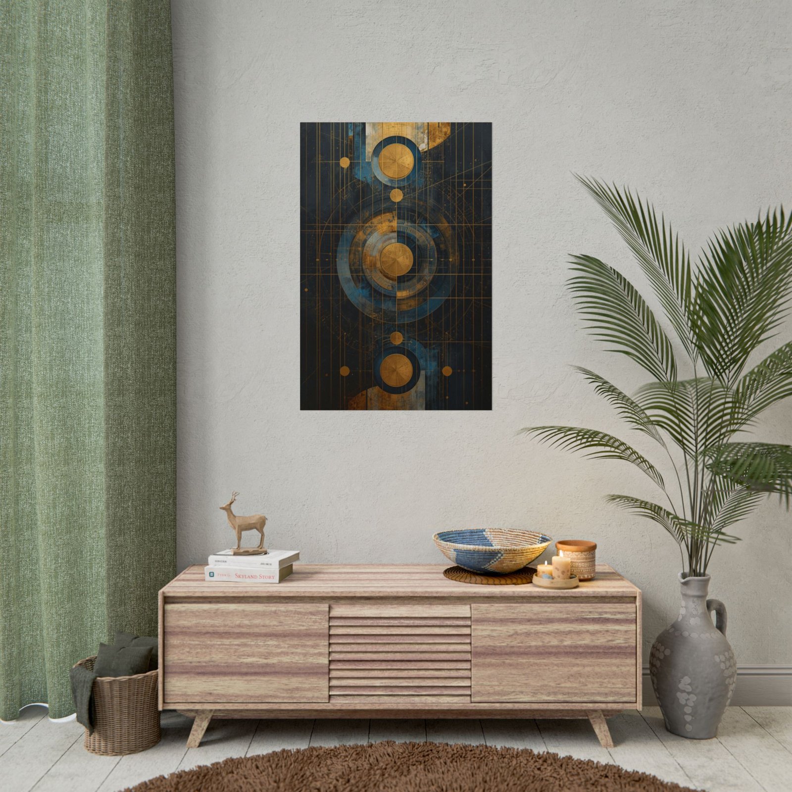 Geometric Abstract Concentric Circles Rolled Poster - Image 4