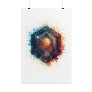 Geometric Abstract Sphere, Cube, Pyramid Rolled Poster