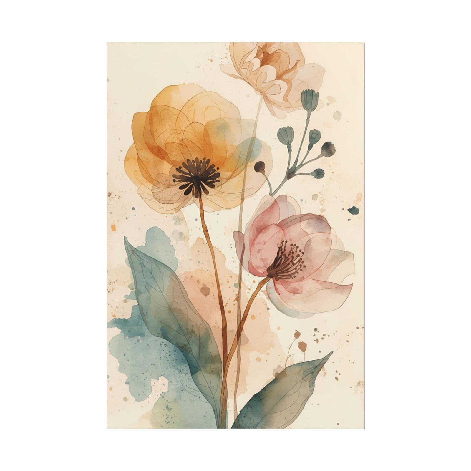 Vintage Art Neavou Botanical Rolle Poster