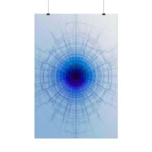Geometric Abstract Blue Vortex Rolled Poster
