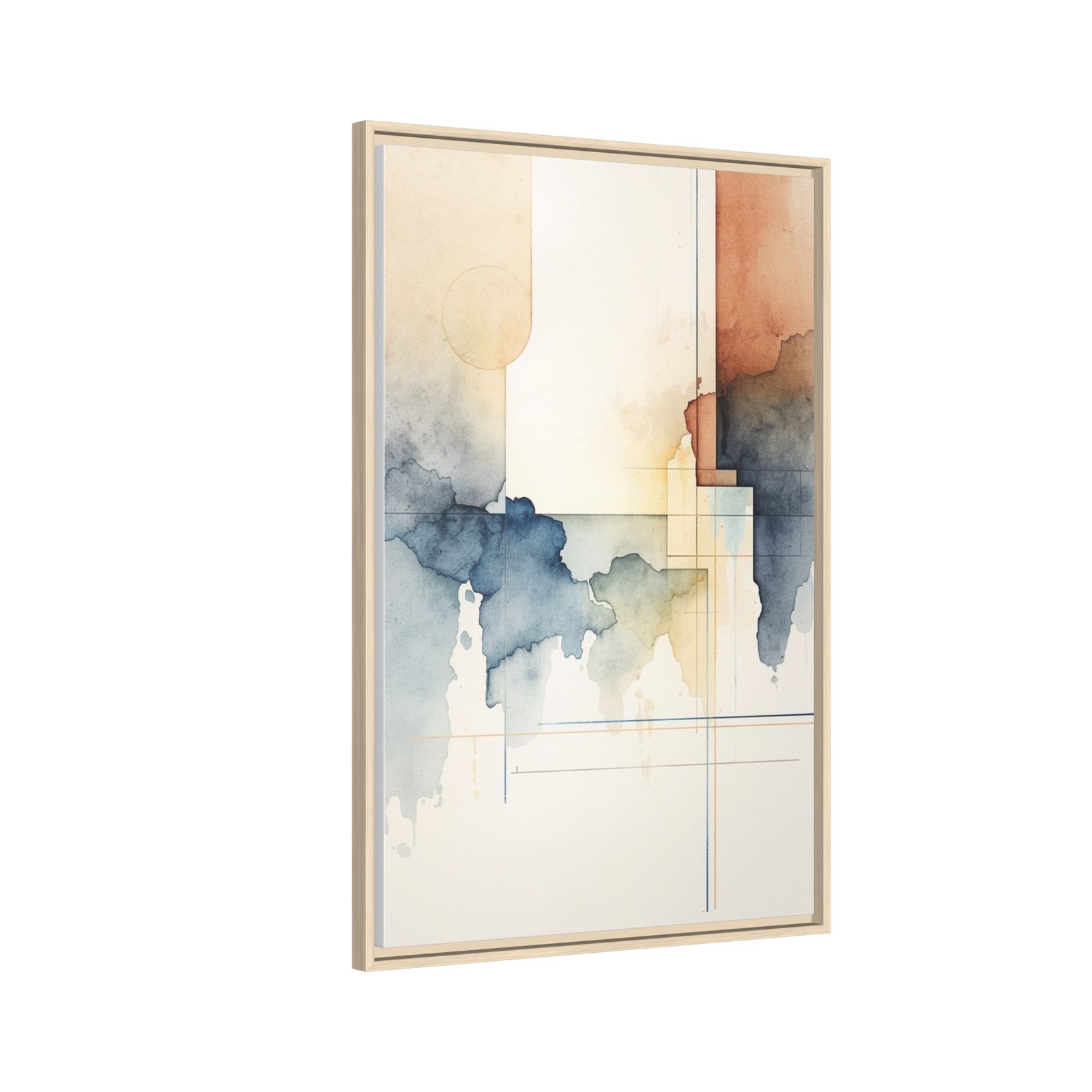 Abstract Watercolor Geometric Matte Canvas FRAMED 24x36" - Image 2