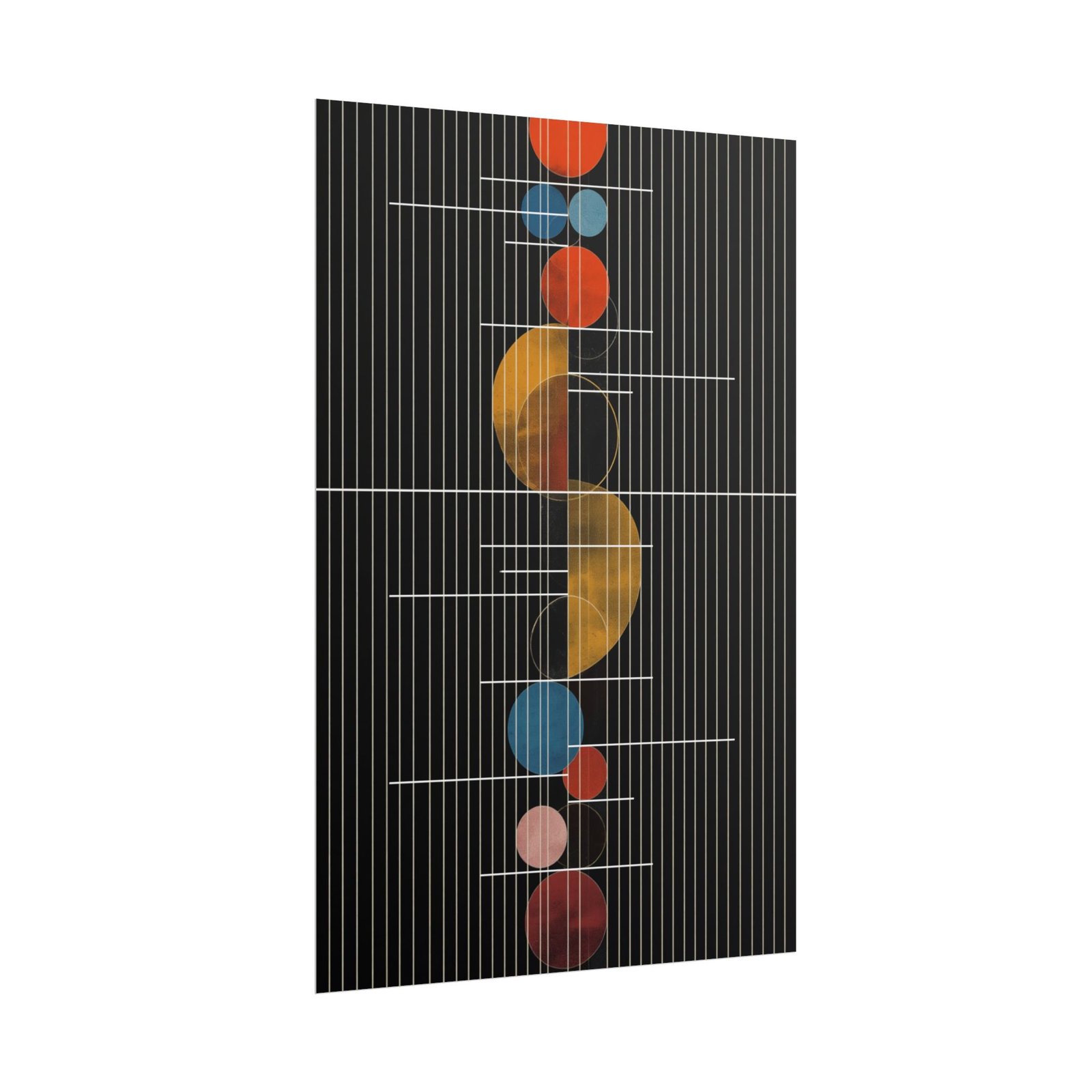 Geometric Abstract Circles on Black Rolled Poster - Image 2