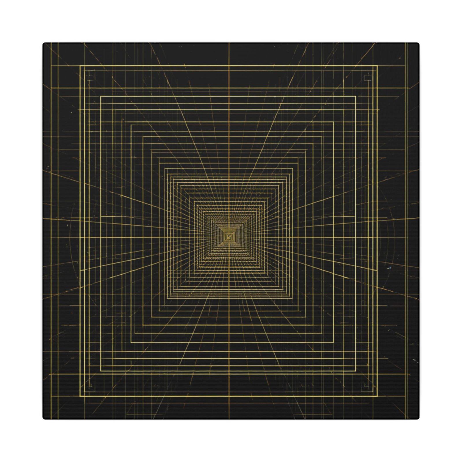 Geometric Gold Maze Canvas 12x12"