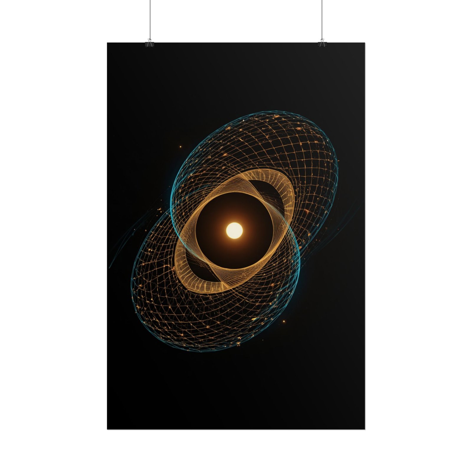 Geometric Abstract Blue Spirograph Rolled Poster
