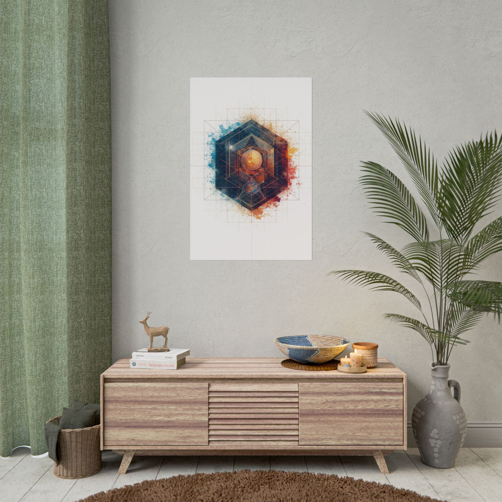 Geometric Abstract Sphere, Cube, Pyramid Rolled Poster - Image 4