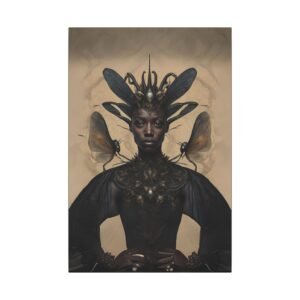 Surreal Black Celestial Queen Portrait Canvas 24x36"