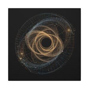 Geomteric Abstract Golden Orb Canvas 12x12"