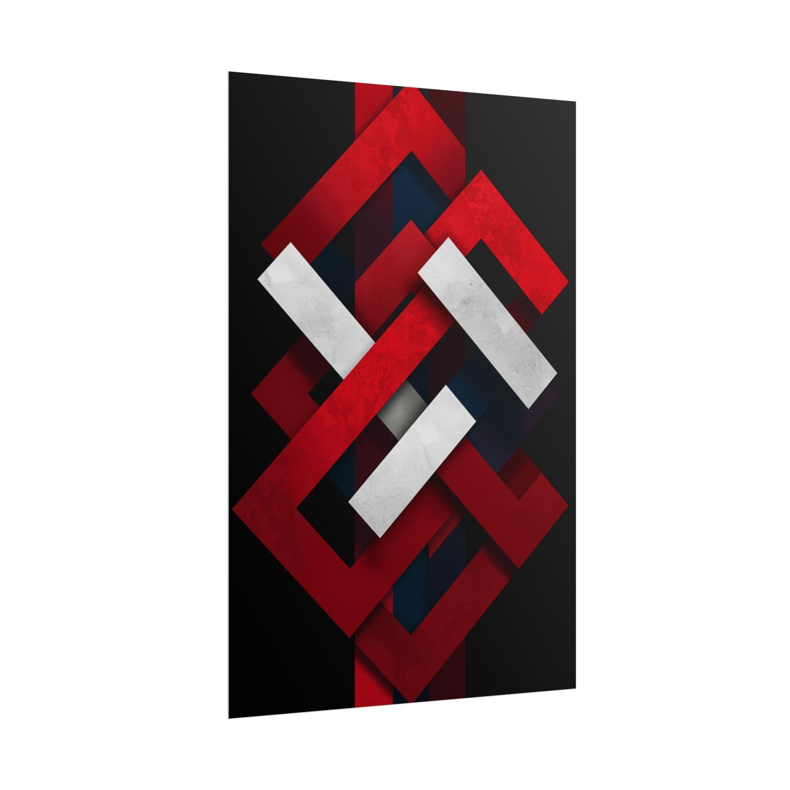 Geometric Abstract Red & White Rolled Poster - Image 2