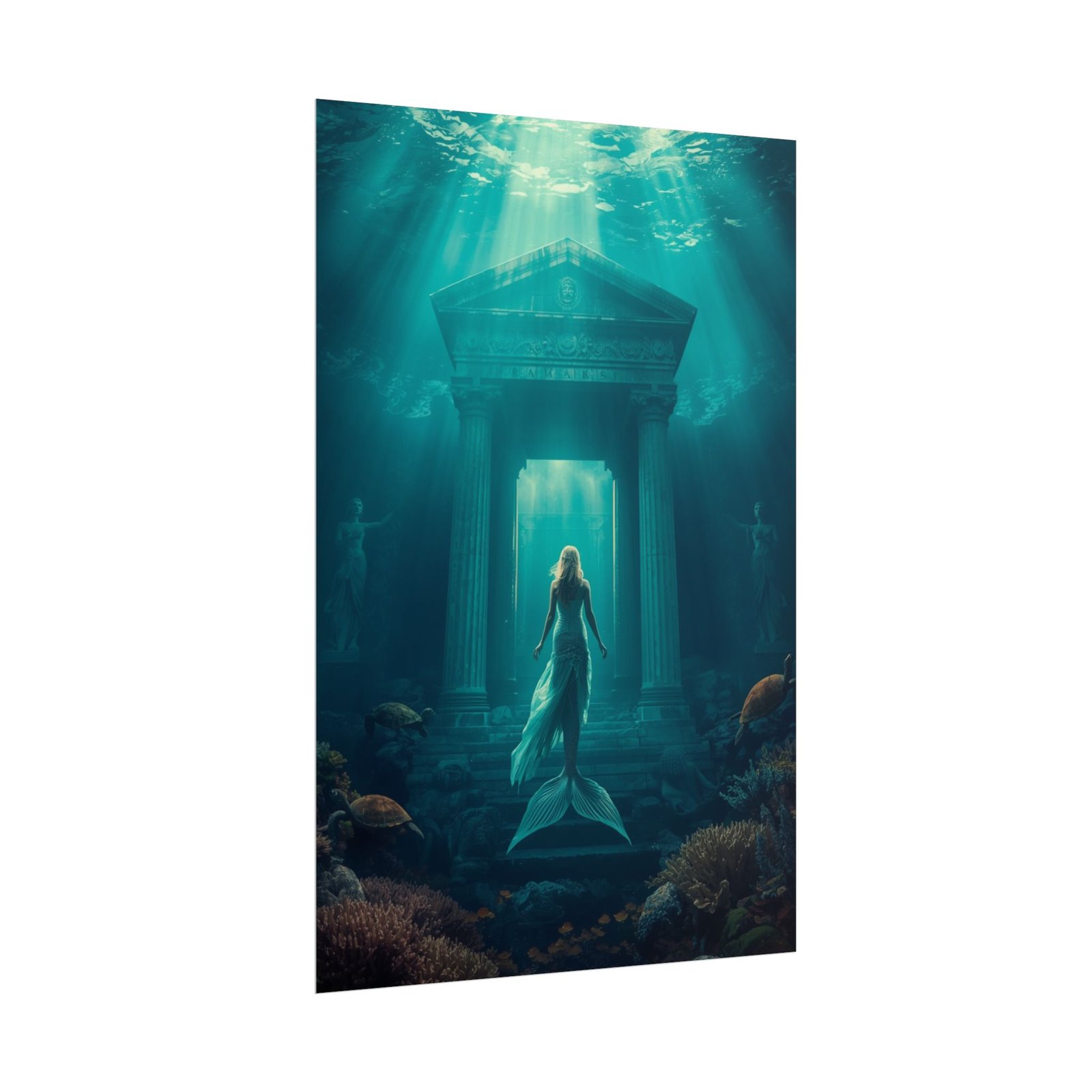 Mermaid Underwater Temple Rolled Poster - Image 2