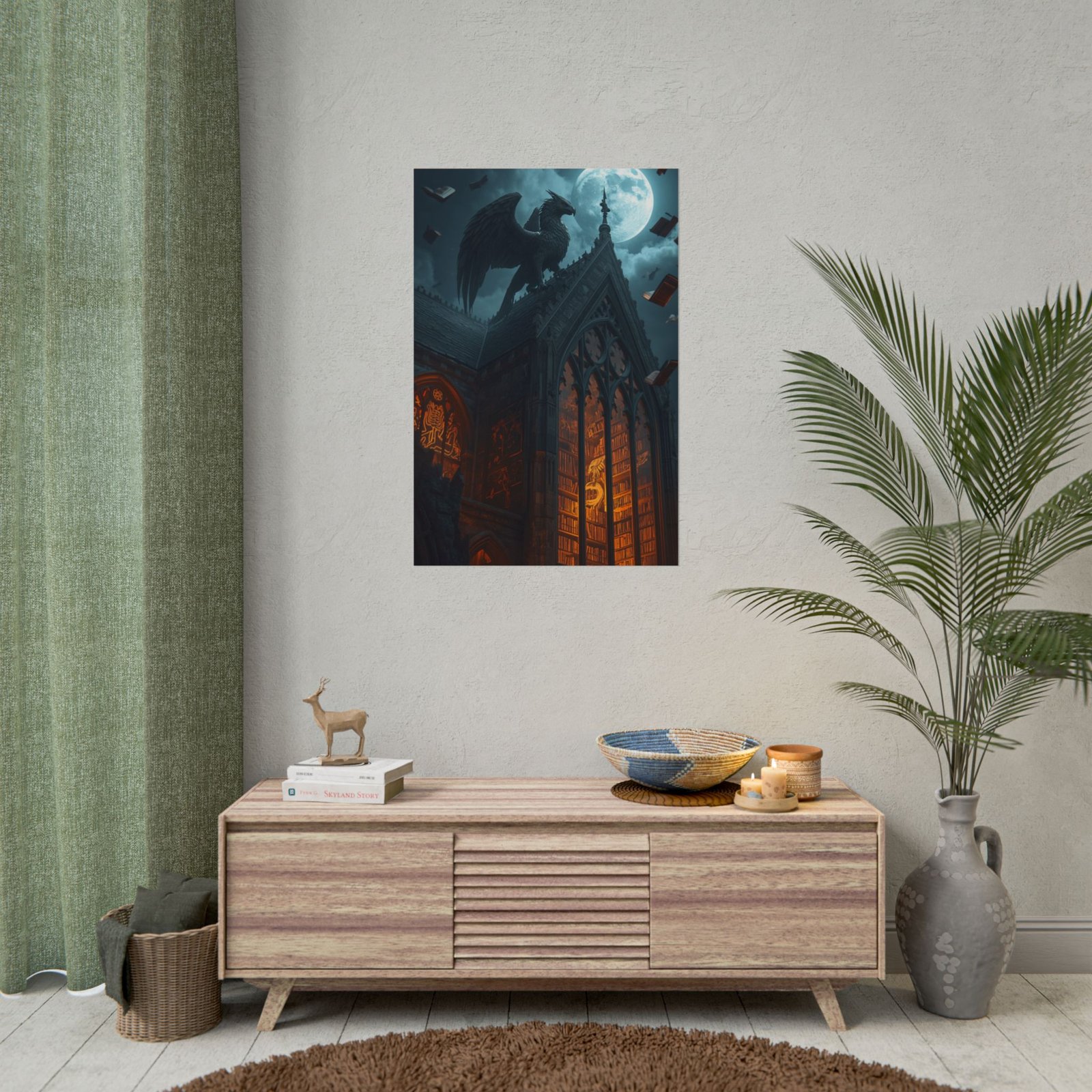 Fantasy Gothic Library Griffin Rolled Poster - Image 4
