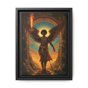 Afrofuturisim Angelic Warrior at Dawn Canvas FRAMED 9x12"