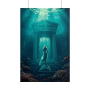 Mermaid Underwater Temple Rolled Poster