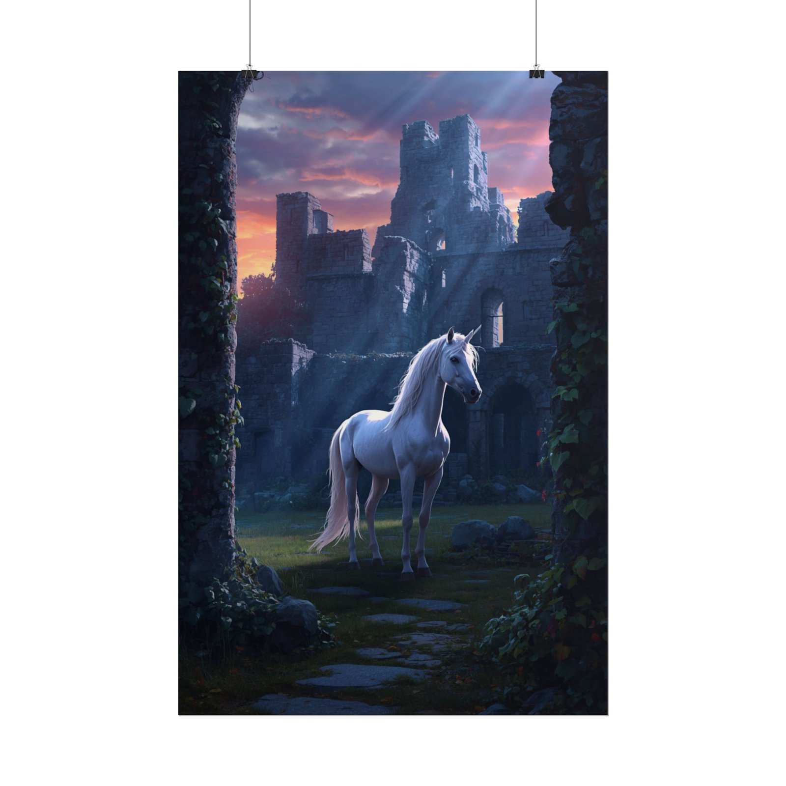Fantasy Unicorn Castle Rolled Poster