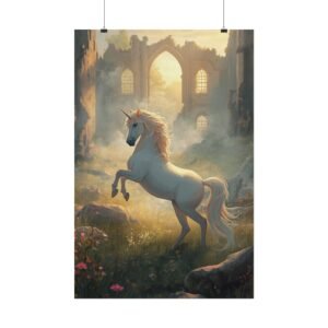 Fantasy Ruins Unicorn Rolled Poster