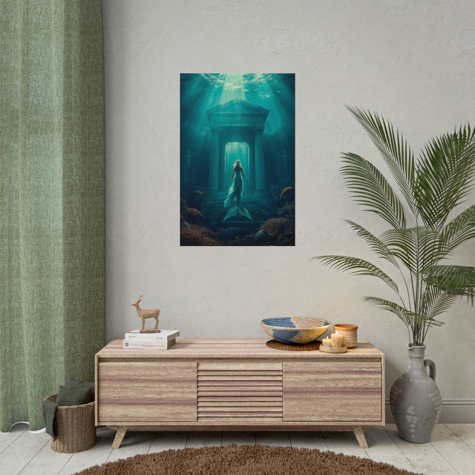 Mermaid Underwater Temple Rolled Poster - Image 4