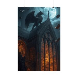 Fantasy Gothic Library Griffin Rolled Poster