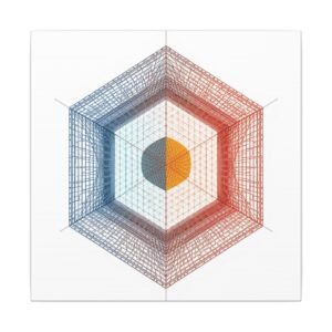 Geometric Hexagon Wireframe Canvas 12x12"
