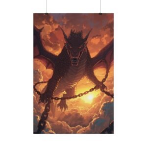 Fantasy Fiery Chained Dragon Rolled Poster