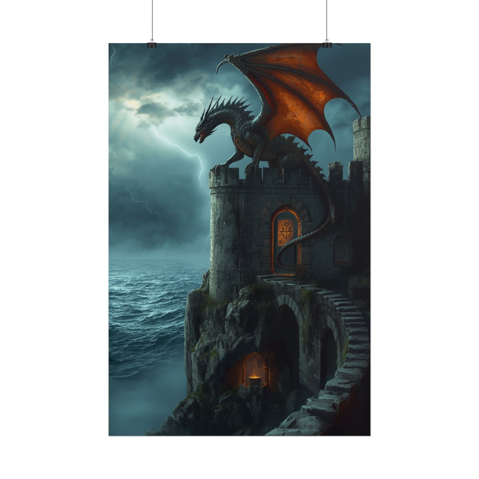 Fantasy Dragon Castle Rolled Poster