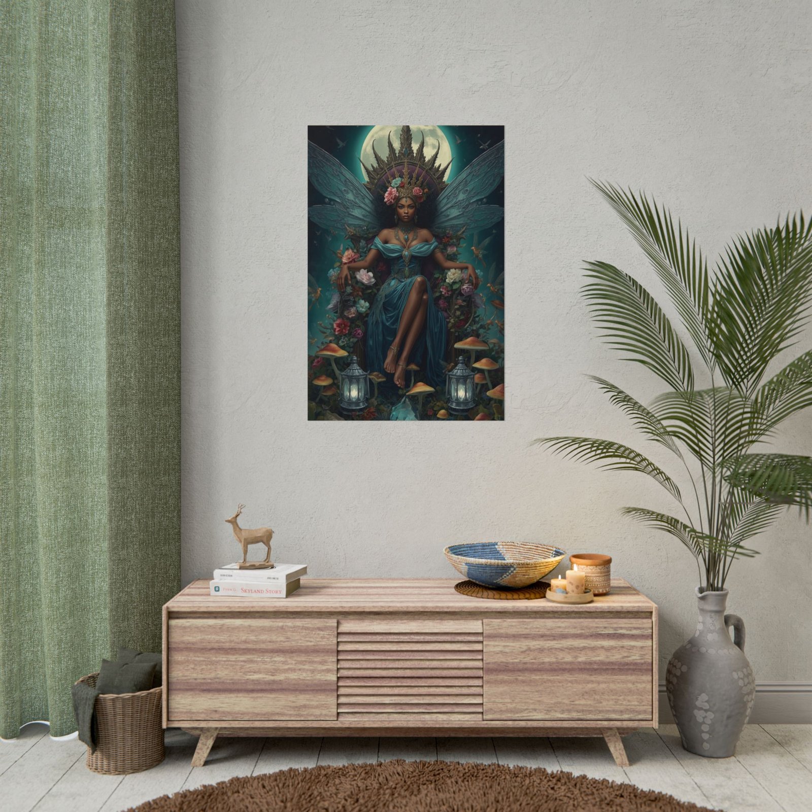 Afrofuturisim Moonlit Fairy Queen Rolled Poster - Image 4