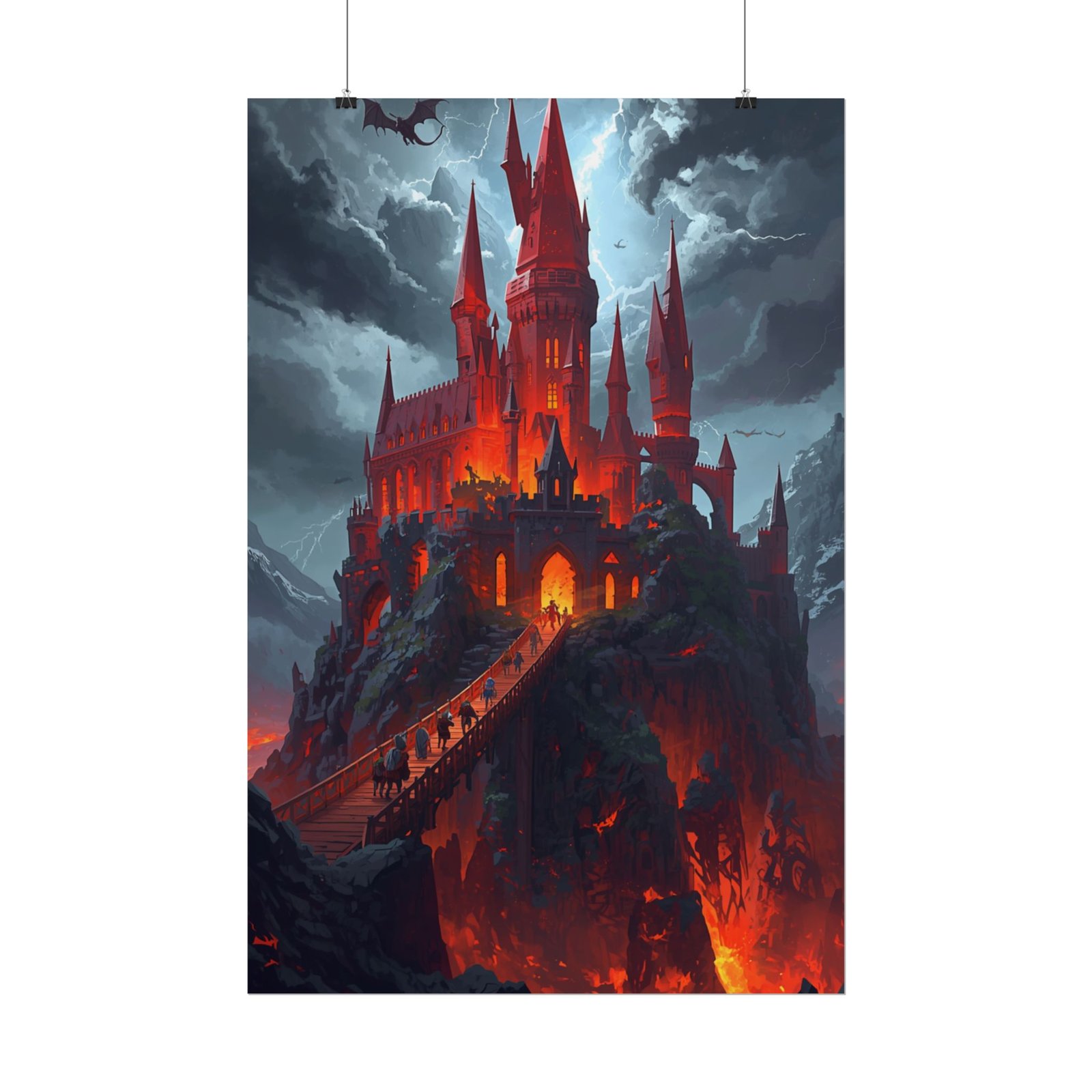 Fiery Gothic Castle Rolled Poster