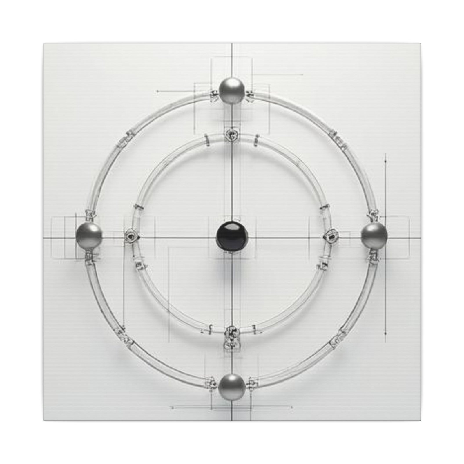 Geometric Orbital Blueprint Canvas 12x12"
