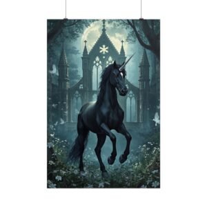 Mystic Black Unicorn Rolled Poster