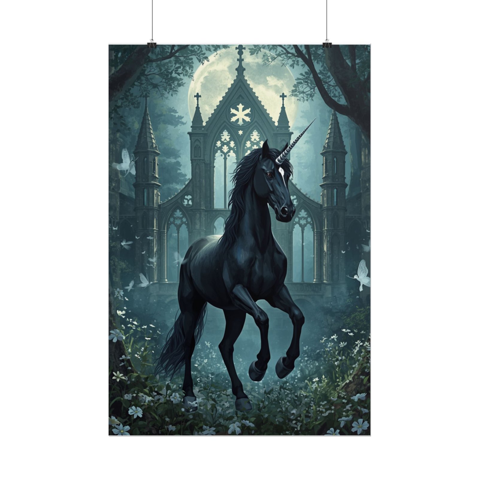 Mystic Black Unicorn Rolled Poster