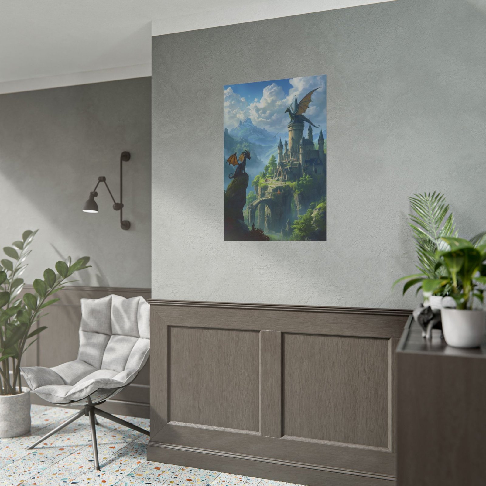 Fantasy Castle with Dragons Rolled Poster - Image 3