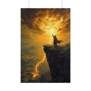 Fantasy Epic Golden Wizard Rolled Poster