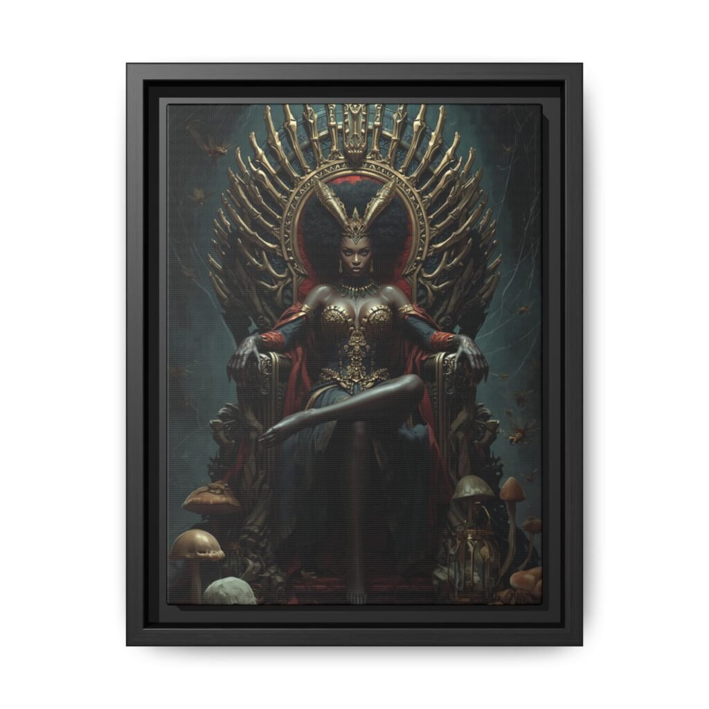 Afrofuturisim Iron Throne Majesty Canvas, FRAMED 9x12"