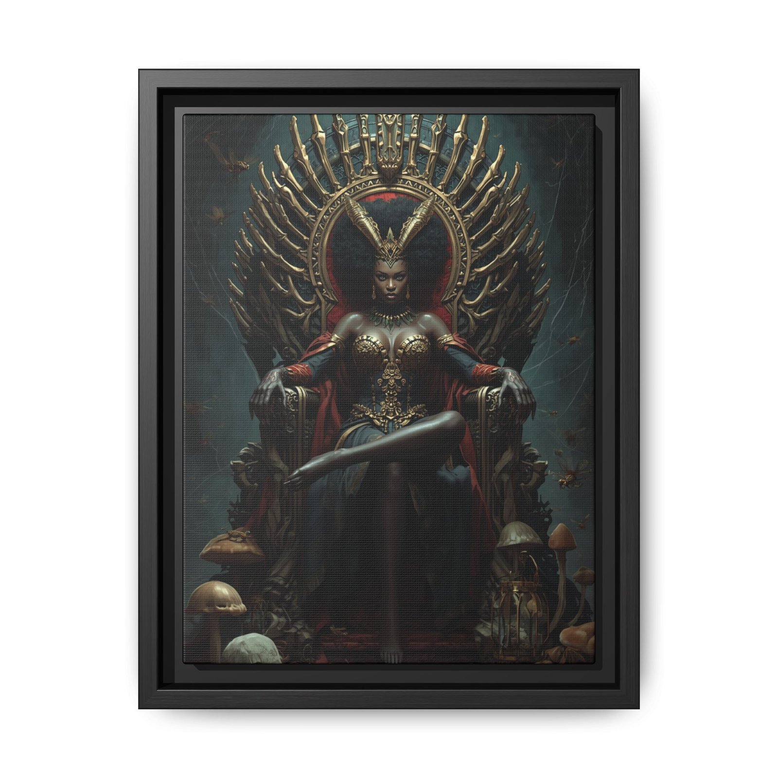 Afrofuturisim Iron Throne Majesty Canvas, FRAMED 9x12"