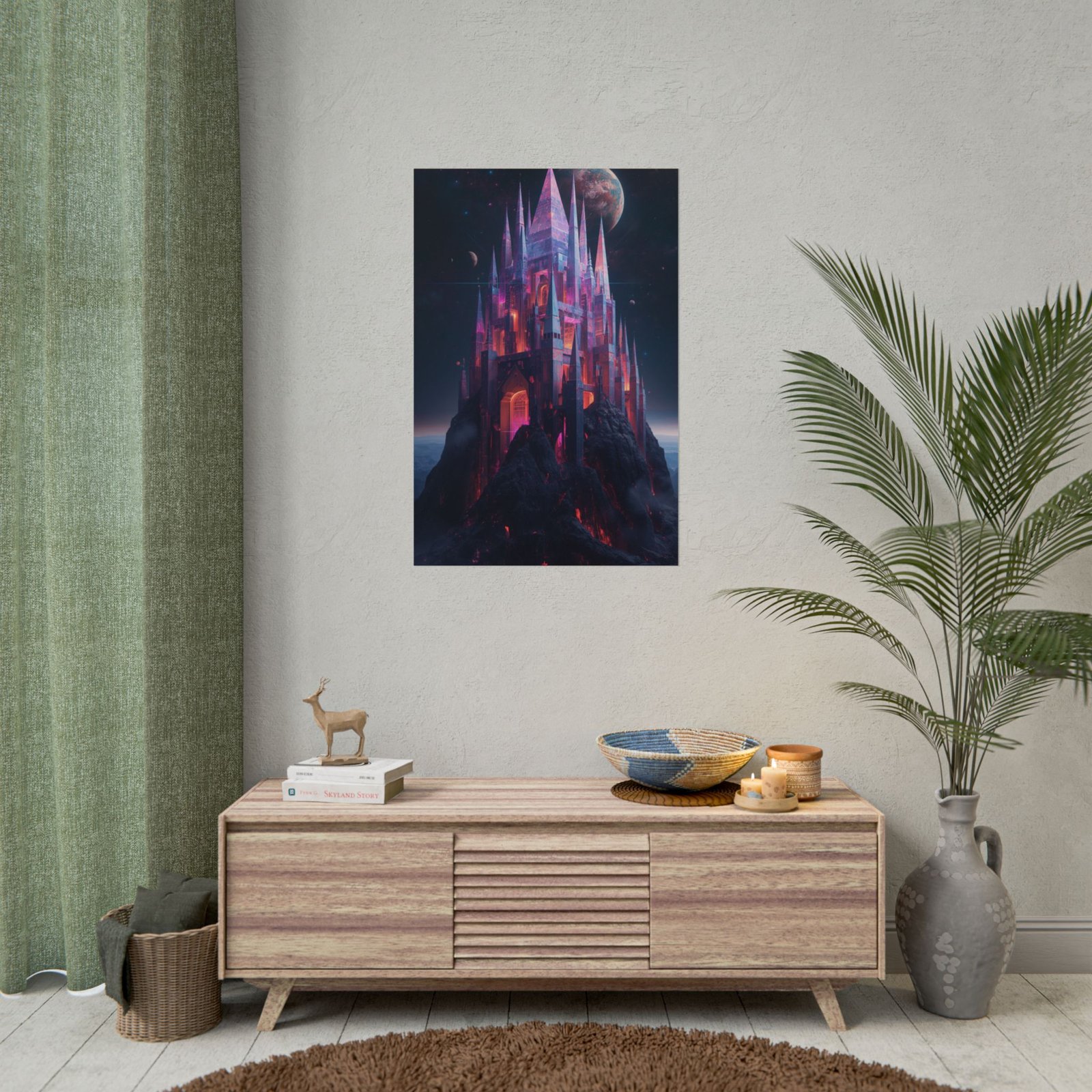 Fantasy Neon Crystal Castle Rolled Poster - Image 4