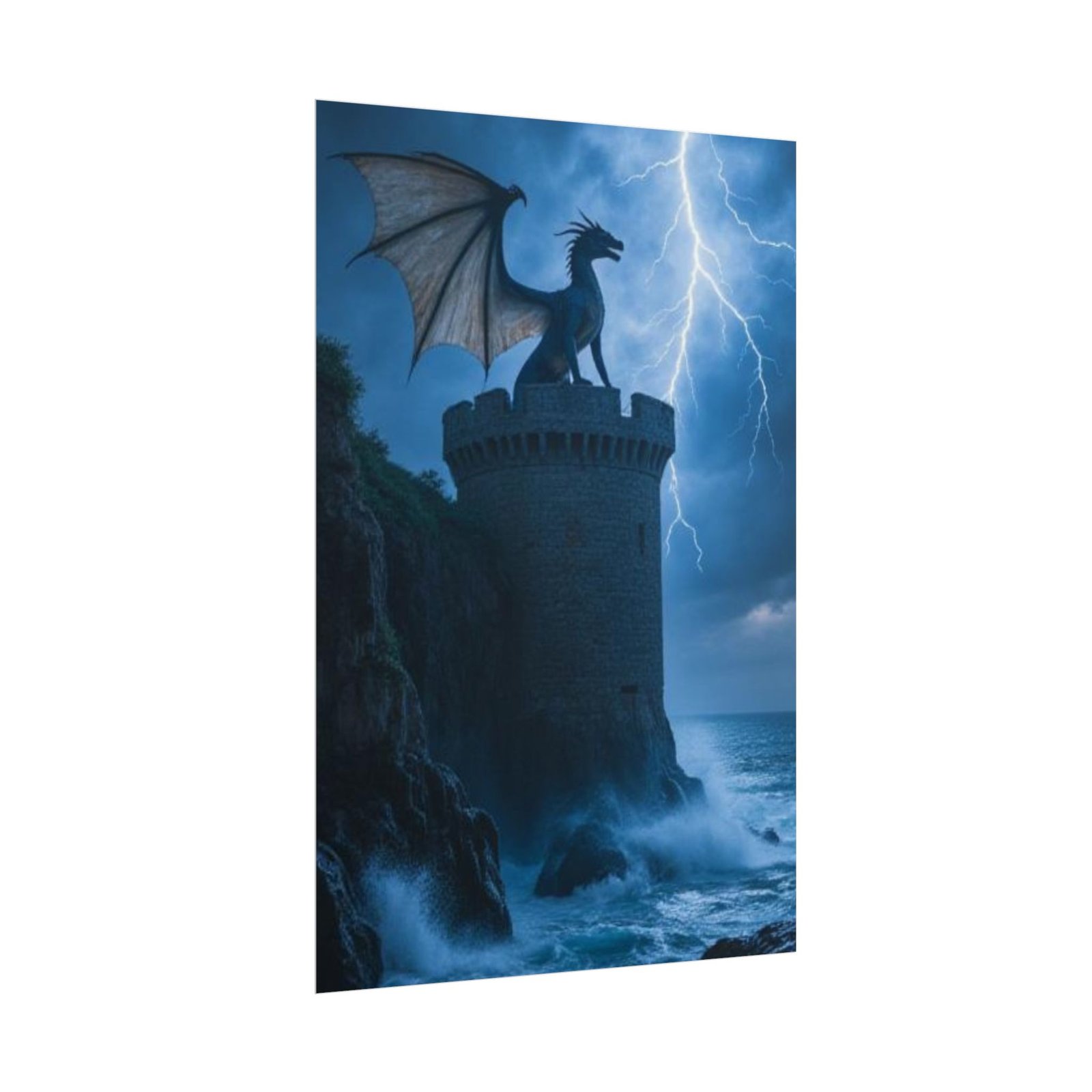 Dragon on Storm Tower Rolled Poster - Image 2