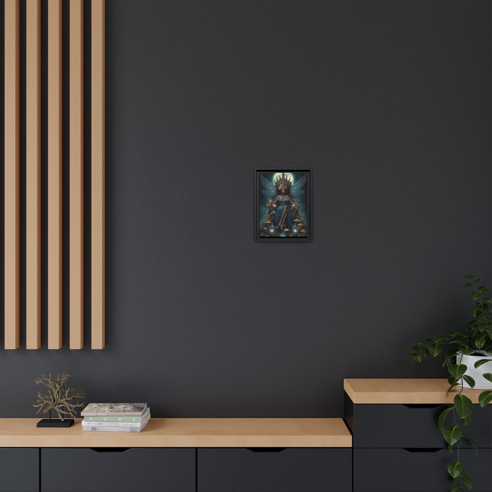 Afrofuturism Moonlit Fairy Queen Canvas, Framed 9x12" - Image 4