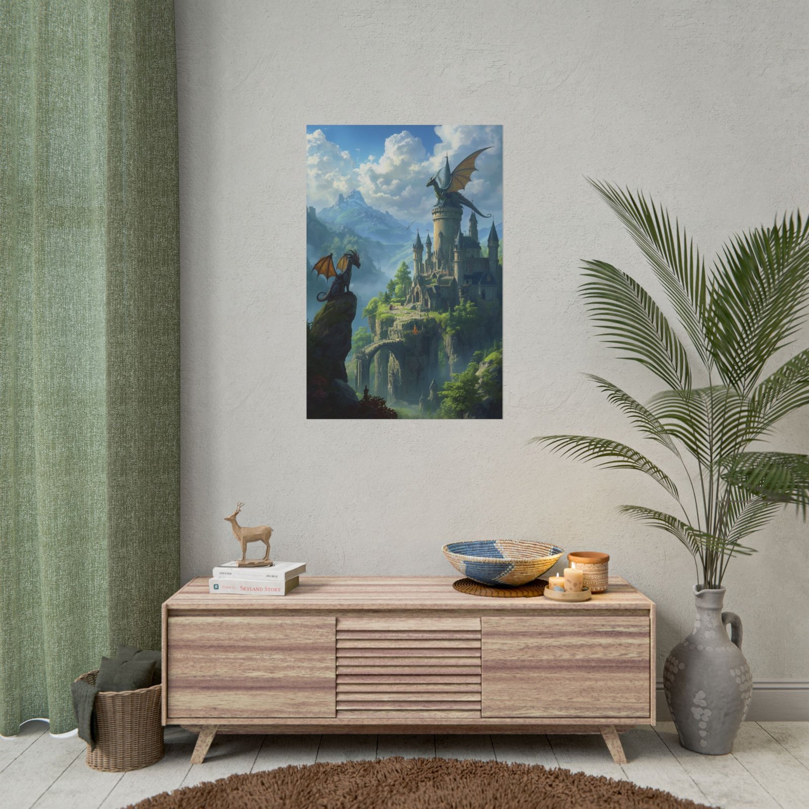 Fantasy Castle with Dragons Rolled Poster - Image 4