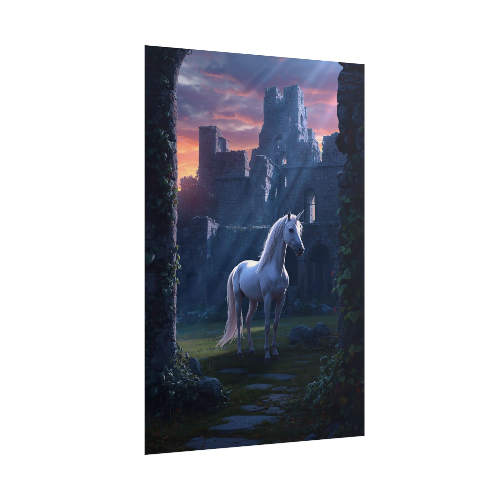 Fantasy Unicorn Castle Rolled Poster - Image 2