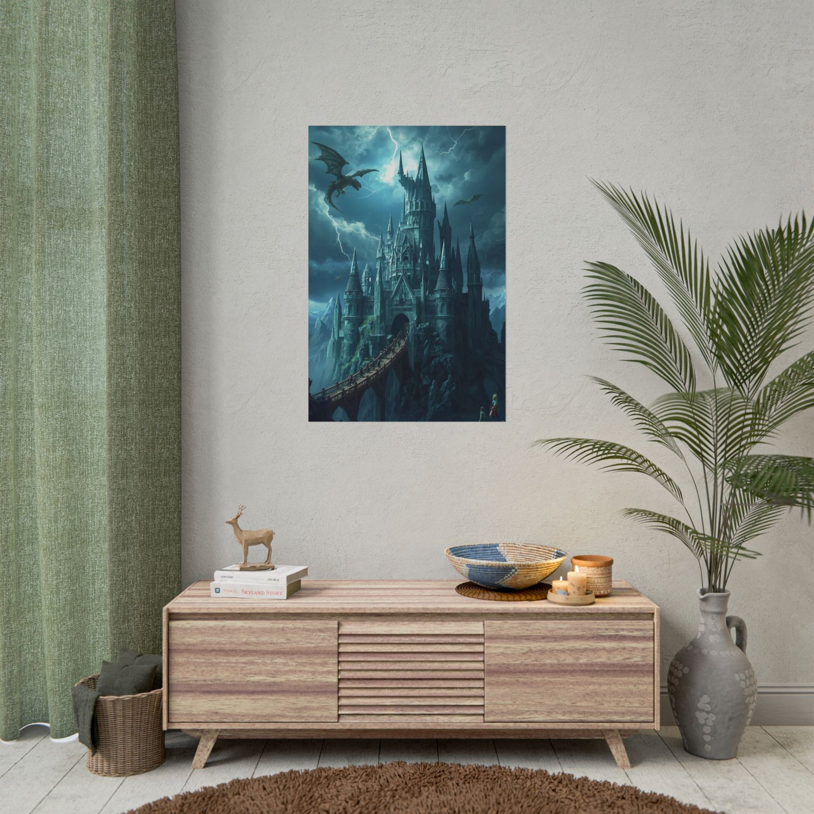 Fantasy Gothic Dragon Castle Rolled Poster - Image 4