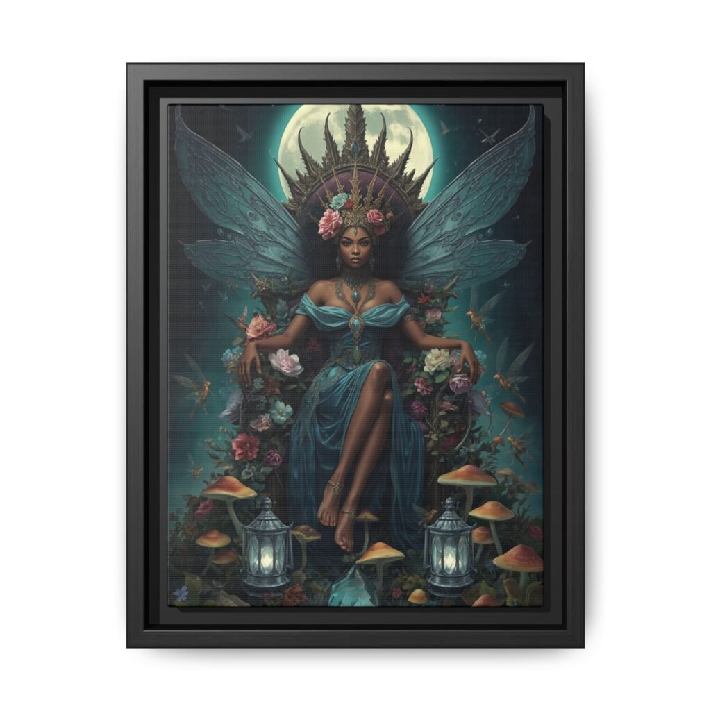 This Afrofuturism Moonlit Fairy Canvas, Framed 9x12"