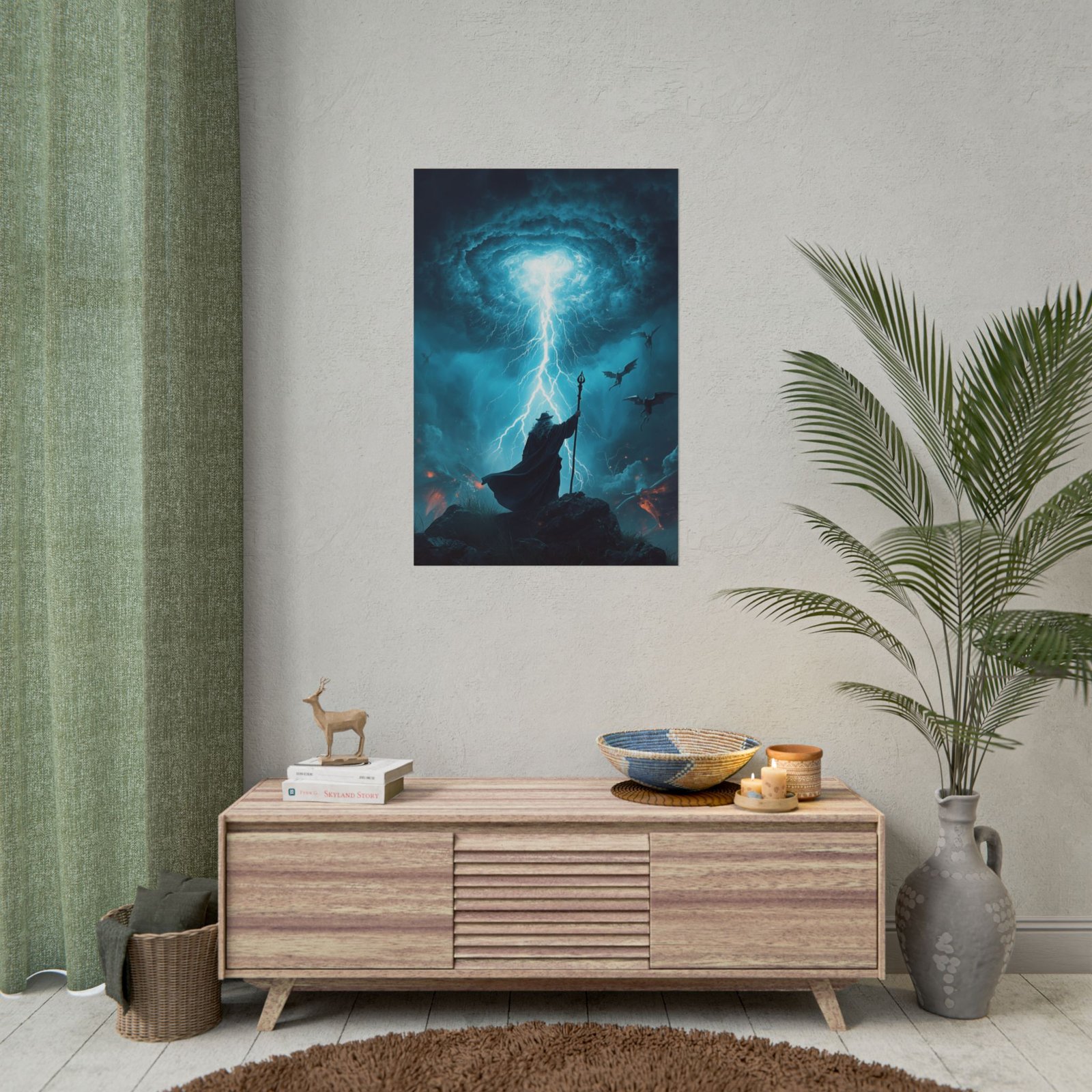 Fantasy Lightning Storm Wizard Rolled Poster - Image 4