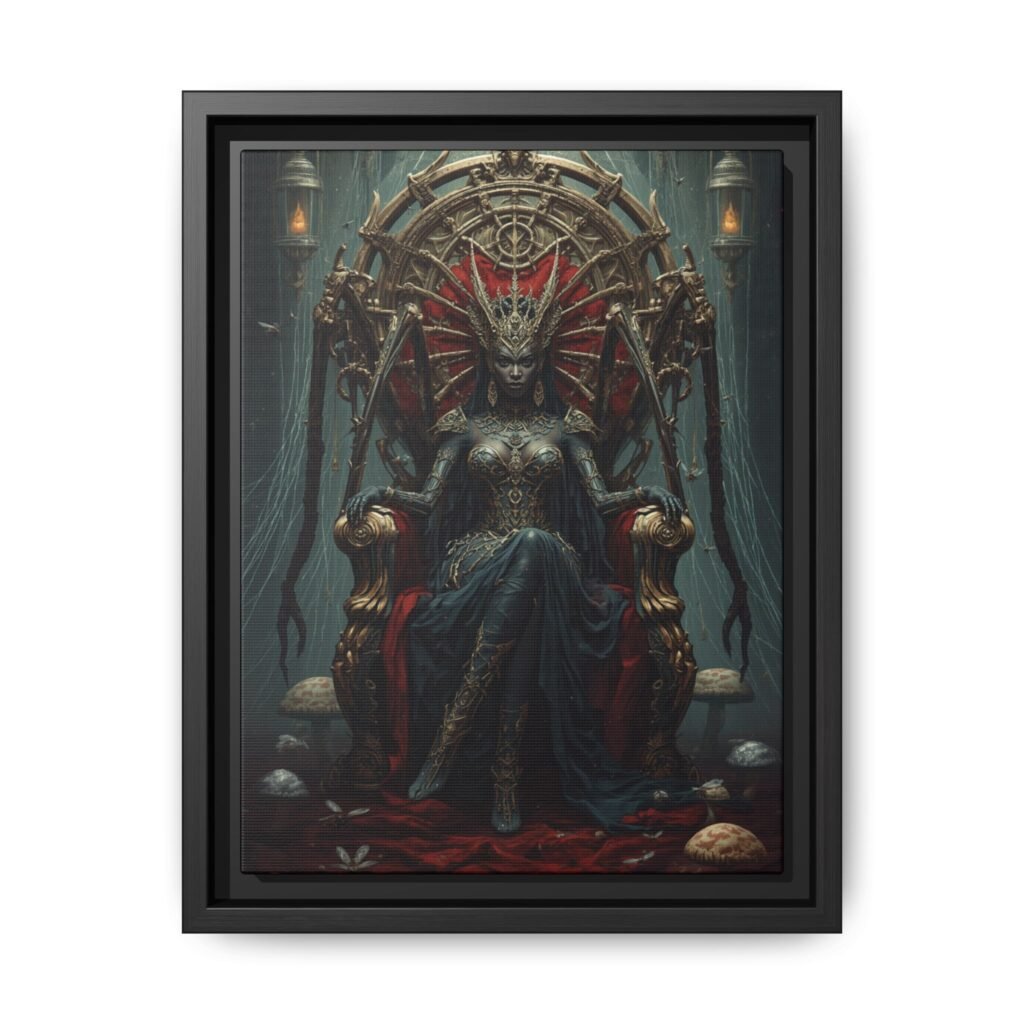 Afrofuturism Dark Goddess Throne Canvas FRAMED 9x12"