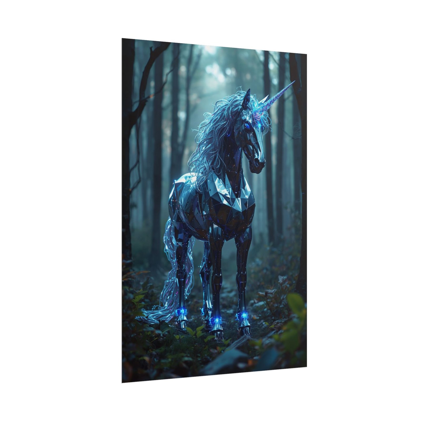 Fantasy Neon Crystal Unicorn Rolled Poster - Image 2