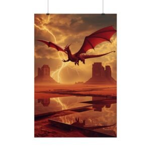 Red Dragon Over Desert Rolled Poster