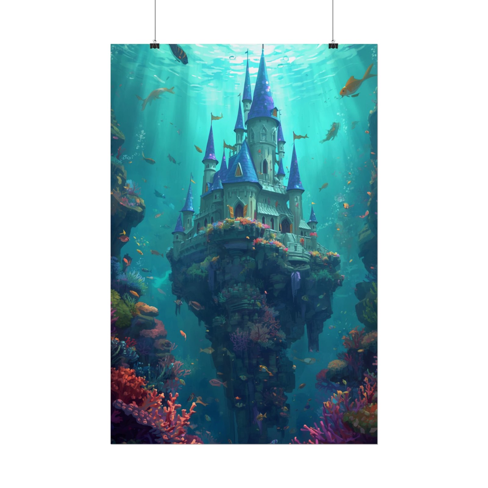 Fantasy Underwater Castle Rolled Poster